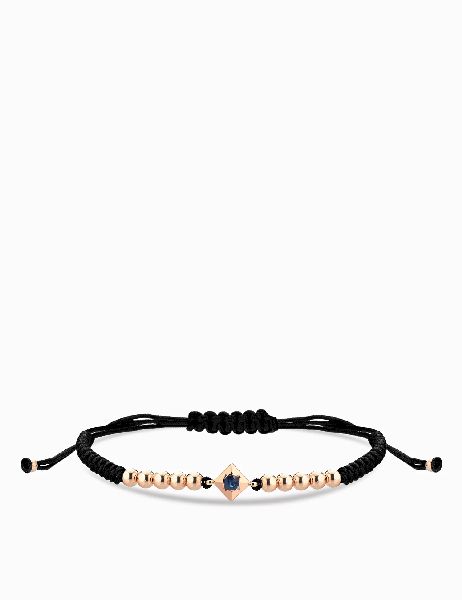 bracciale laccio in oro rosa con punto luce zaffiro centrale