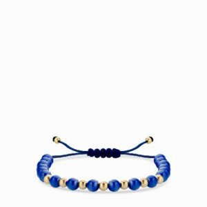 bracciale laccio con ceramica blu in oro giallo