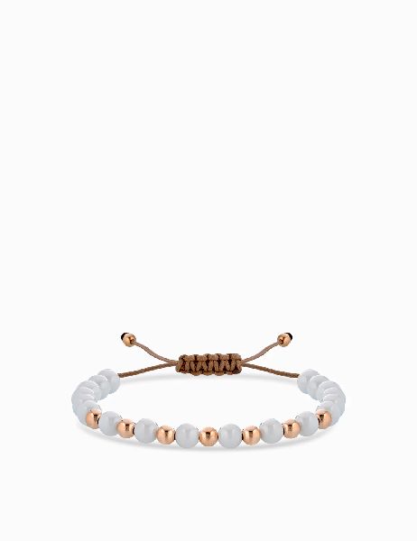bracciale laccio con ceramica bianca in oro rosa