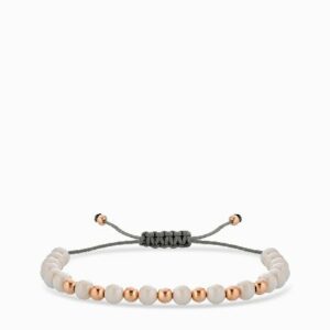 bracciale laccio con ceramica beige in oro rosa
