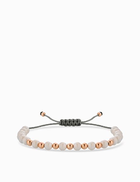 bracciale laccio con ceramica beige in oro rosa
