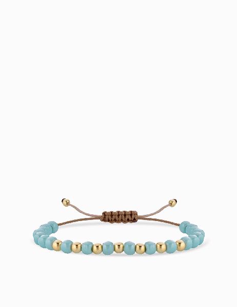 bracciale laccio in ceramica azzurra oro giallo