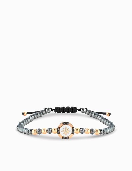 bracciale con rosa dei venti e diamanti neri