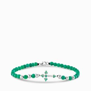 bracciale con croce in diamanti e smeraldi