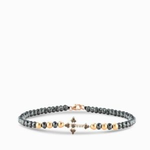 bracciale con croce in diamanti bianchi e neri