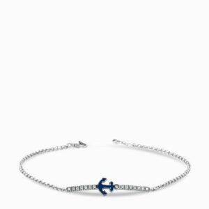 bracciale con catena in oro bianco ancora smaltata e diamanti