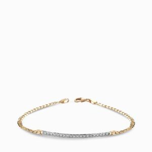 bracciale con catena in oro giallo e bacchetta in oro bianco di diamanti