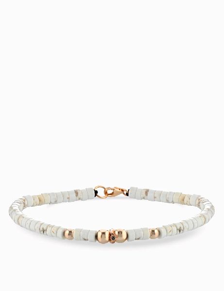 bracciale laccio ematite in oro rosa con centrale di diamante nero
