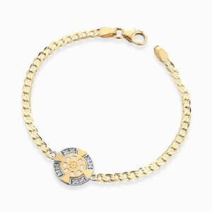 bracciale con catena in oro giallo con timone e diamanti