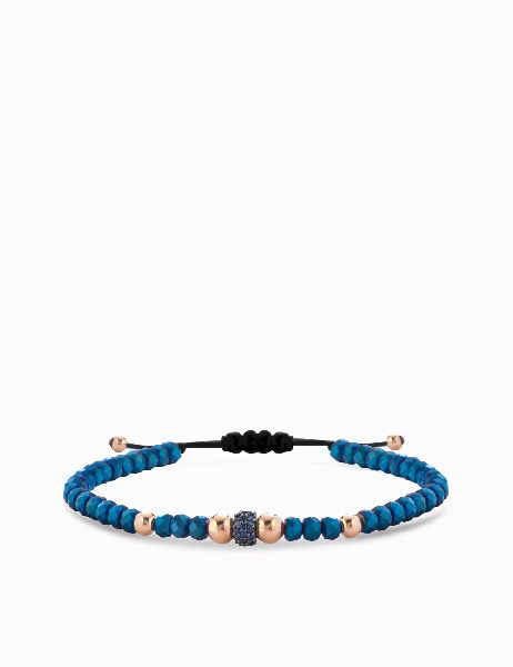 bracciale in oro rosa con rondella di zaffiri ed ematite blu