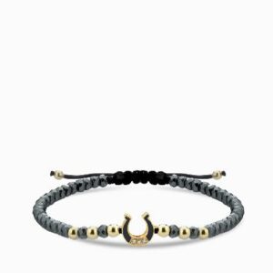 bracciale ematite con ferro di cavallo smaltato e diamanti 1