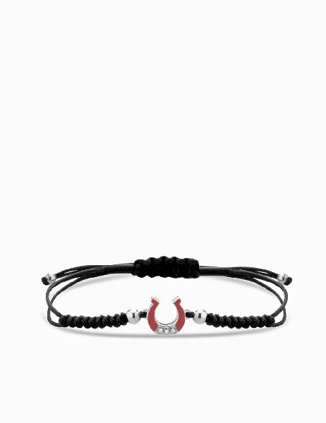 bracciale laccio con ferro di cavallo smaltato e diamanti 2