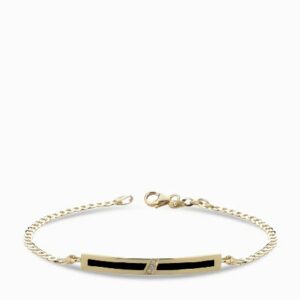 bracciale con catena bacchetta centrale smaltata con diamanti in oro giallo