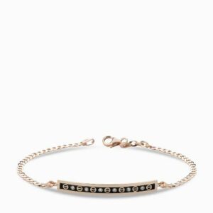 bracciale con catena bacchetta centrale smaltata con diamanti in oro rosa