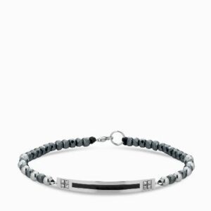 bracciale bacchetta smaltata in oro bianco con ematite e diamanti 2