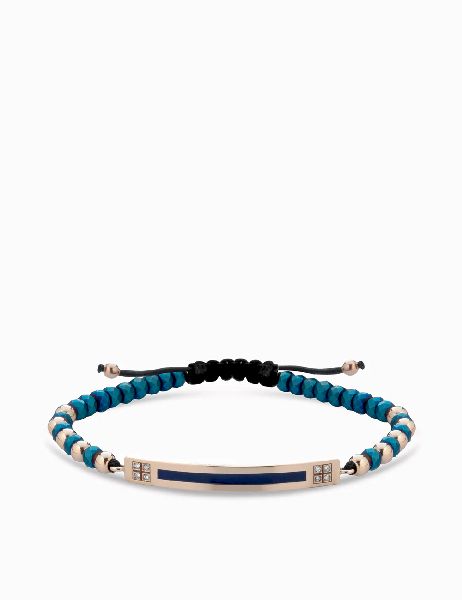 bracciale bacchetta smaltata in oro bianc con ematite e diamanti