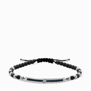 bracciale bacchetta smaltata in oro bianco con onice e diamanti