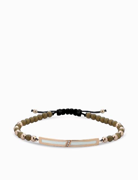 bracciale bacchetta smaltata in oro rosa con onice e diamanti