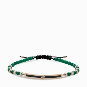 bracciale bacchetta smaltata in oro rosa con ematite verde e diamanti