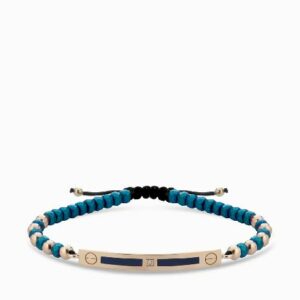 bracciale bacchetta smaltata in oro rosa con ematite blu e diamanti