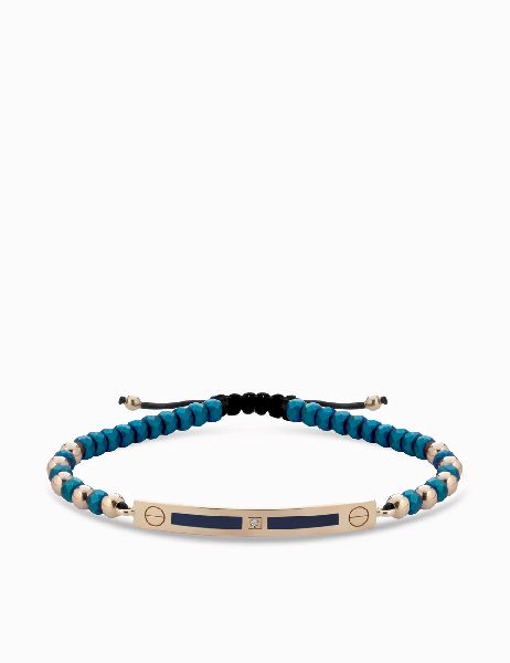 bracciale bacchetta smaltata in oro rosa con ematite blu e diamanti