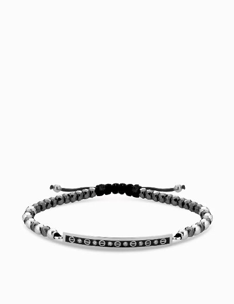 bracciale bacchetta smaltata in oro bianco con ematite e diamanti