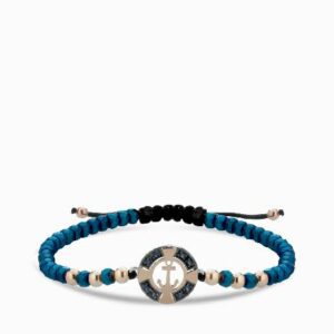 bracciale ancora in oro rosa con ematite blu e zaffiri