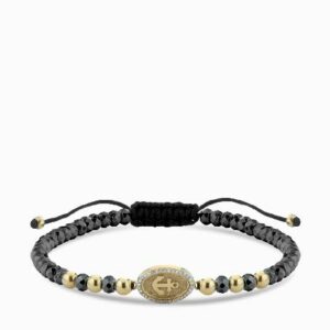 bracciale ancora in oro giallo con ematite e diamanti