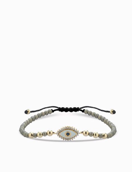 bracciale occhio con ematite oro giallo diamanti e zaffiro centrale