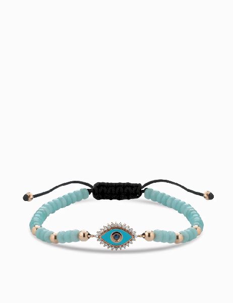 bracciale occhio con ematite oro rosa zaffiro centrale e diamanti