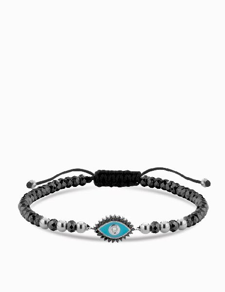 bracciale occhio con ematite oro bianco diamanti neri e bianchi