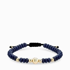 bracciale con sfere oro giallo in ematite blu