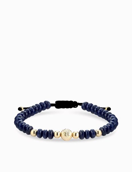bracciale con sfere oro giallo in ematite blu