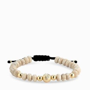 bracciale con sfere oro giallo in ematite bianca