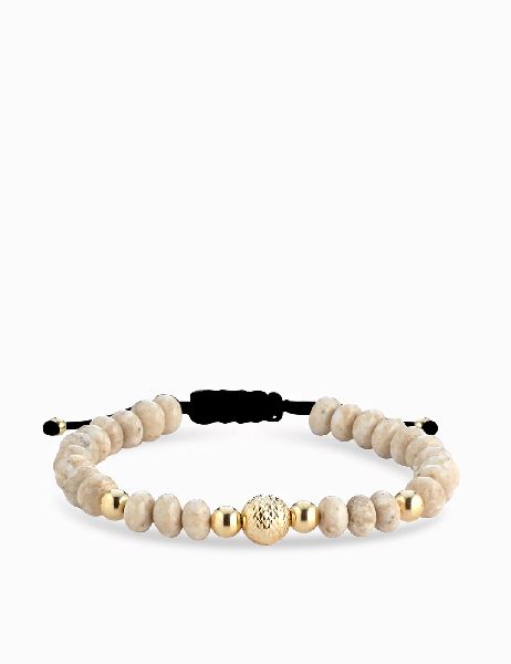 bracciale con sfere oro giallo in ematite bianca