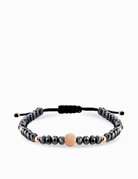 bracciale con sfere oro rosa in ematite grigia grande