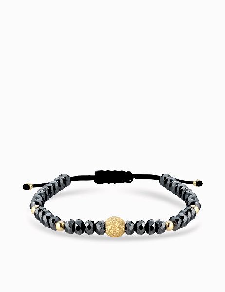 bracciale con sfere oro giallo in ematite grigia grande