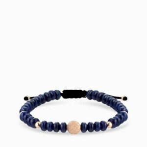 bracciale con sfere oro rosa in ematite blu