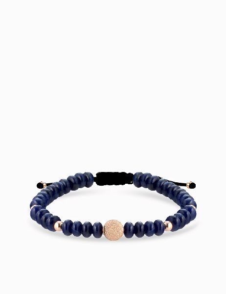 bracciale con sfere oro rosa in ematite blu