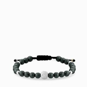 bracciale con sfere oro bianco onice grigia