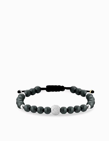 bracciale con sfere oro bianco onice grigia