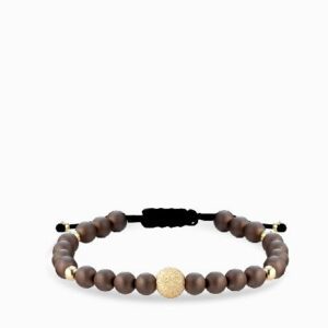 bracciale con sfere in oro giallo con onice marrone