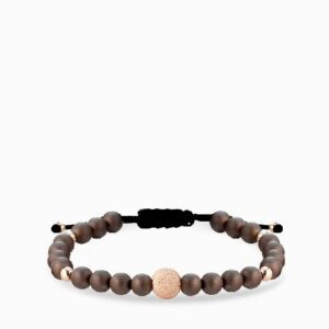 bracciale con sfere e onice marrone in oro rosa