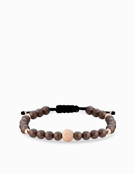 bracciale con sfere e onice marrone in oro rosa