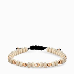 bracciale con sfere in ematite bianca oro rosa