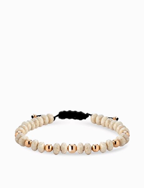 bracciale con sfere in ematite bianca oro rosa