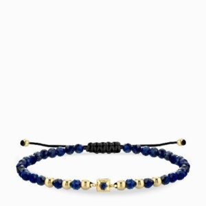 bracciale laccio con lapis in oro giallo e punto luce di zaffiri