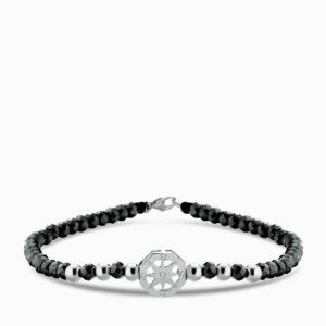 bracciale con moneta rosa dei venti in ematite