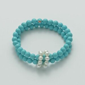 Bracciale di perle vere con corallo turchese