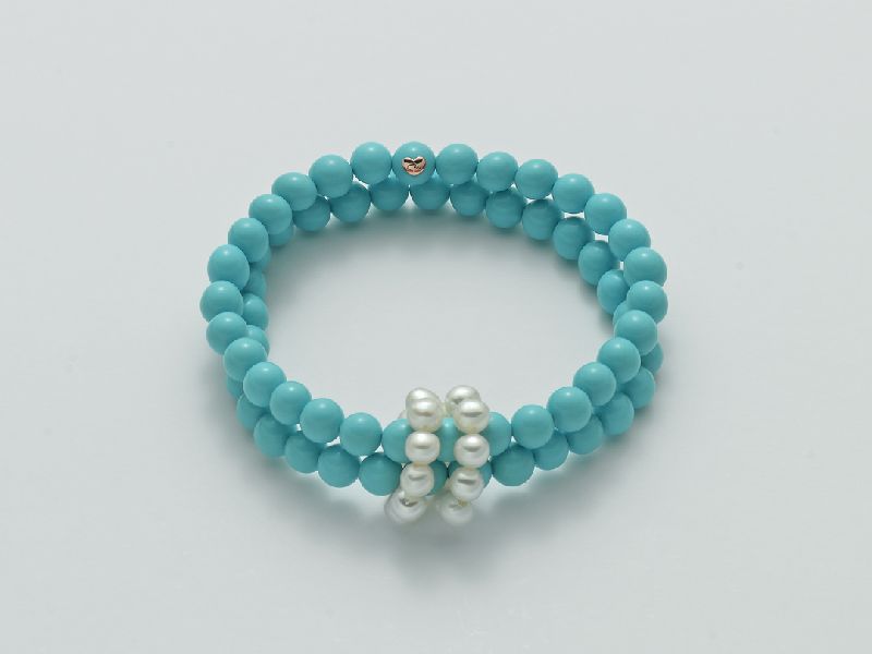 Bracciale di perle vere con corallo turchese